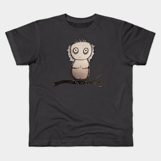 Naked owl on branch Kids T-Shirt